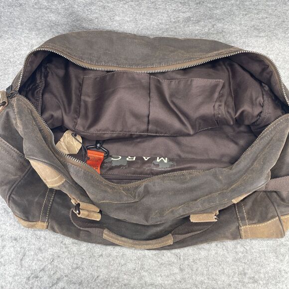 Marc New York Andrew Marc Suede/Canvas Duffle Bag Weekender Travel Bag NO STRAP - Picture 8 of 9